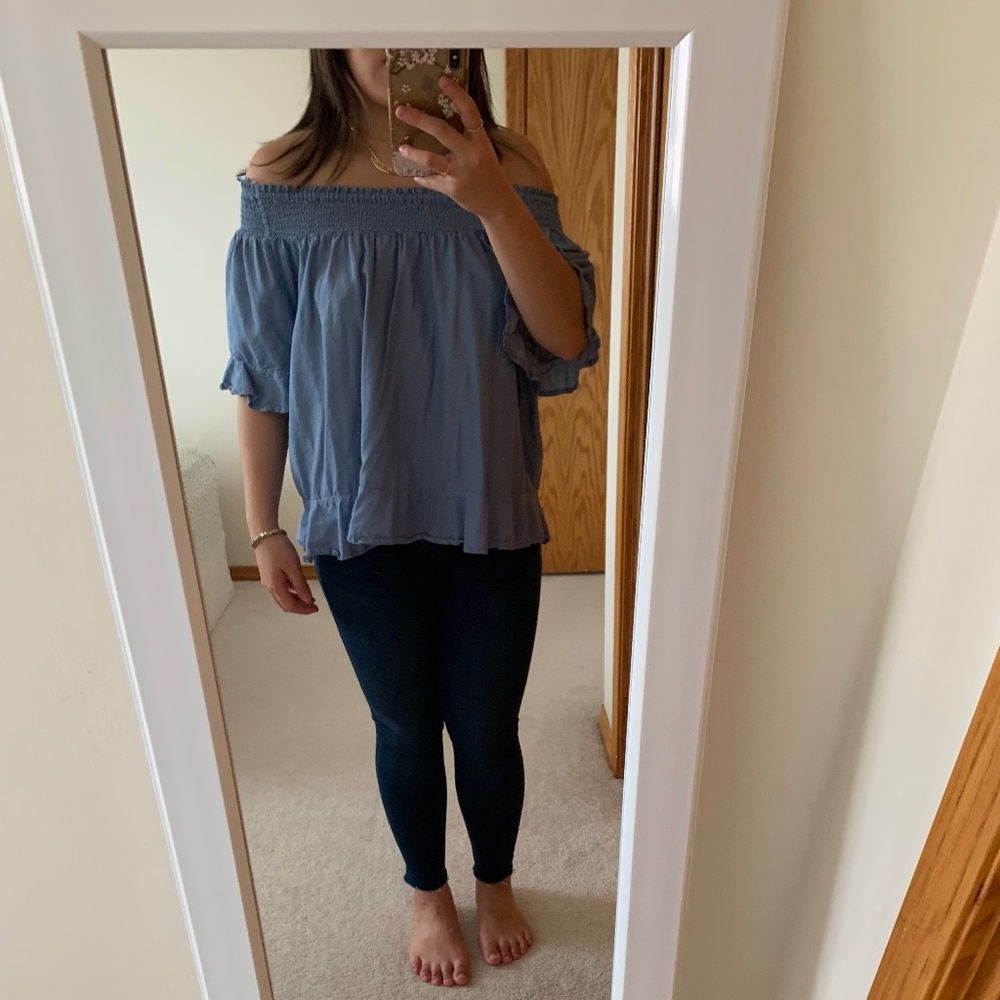 Jean off the shoulder top